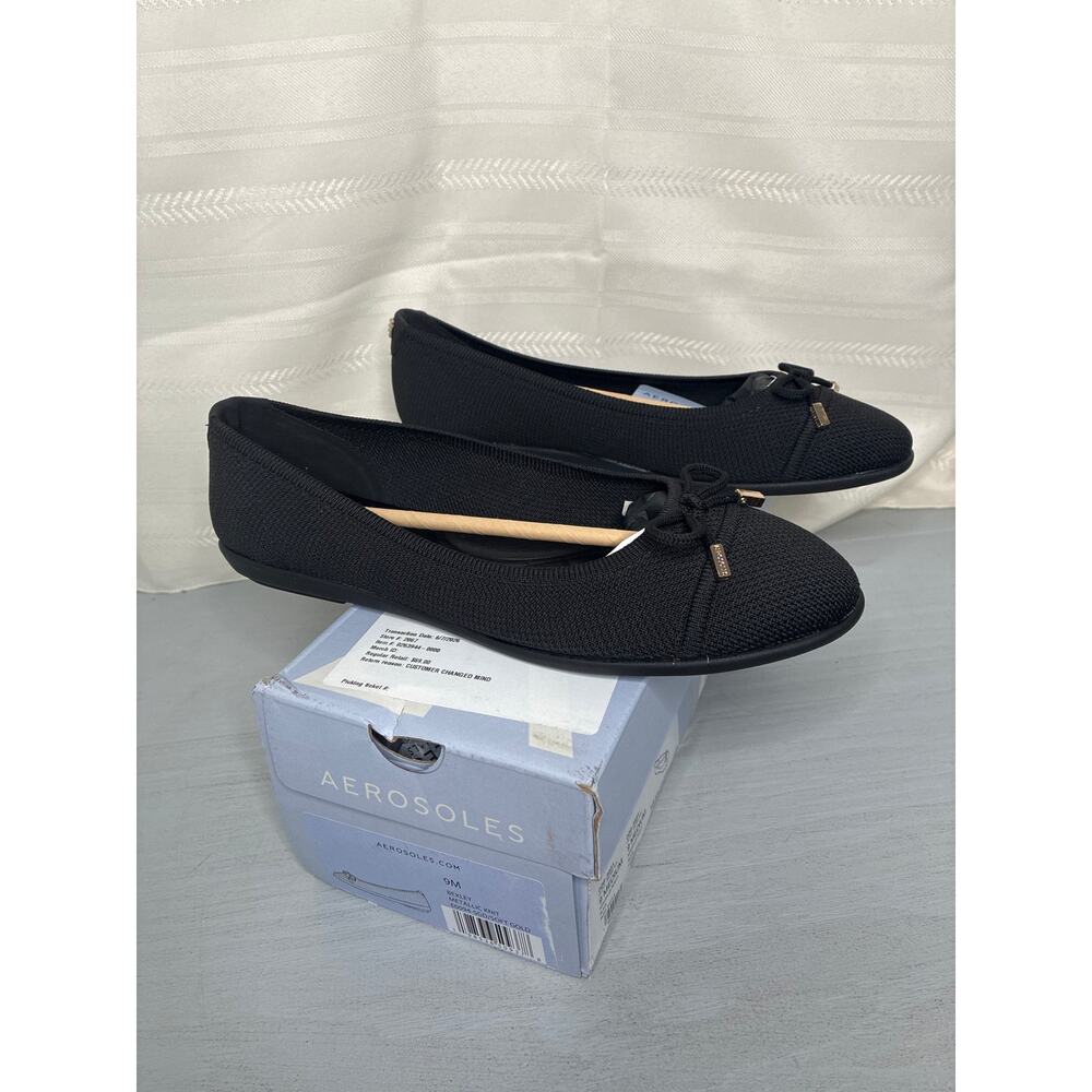 Aerosoles Bexley Round Toe Ballet Flats Metallic Knit Size 9M